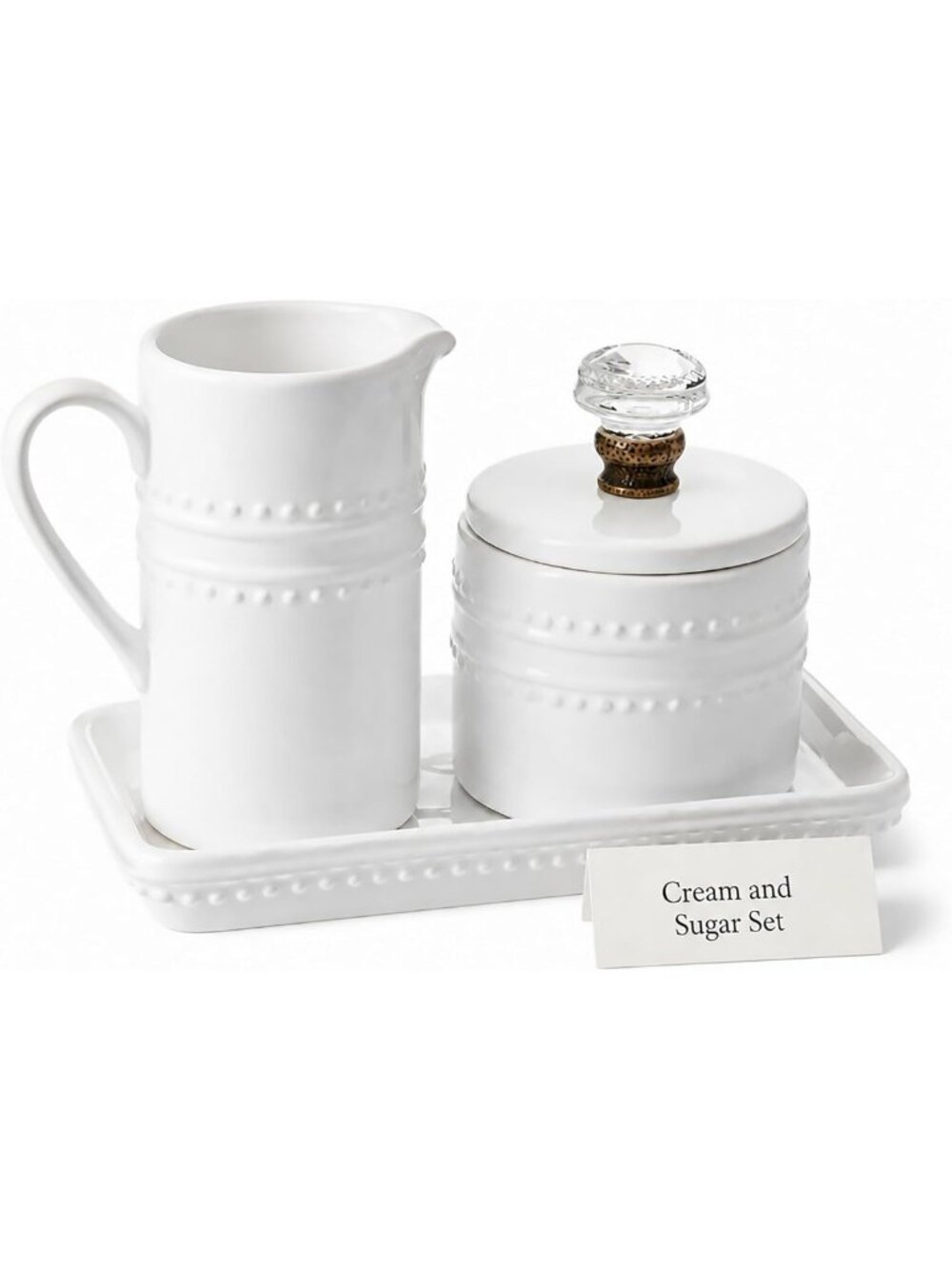 Farmhouse Vintage Cream and Sugar Set - Rustic Doorknob Design, One Size, White